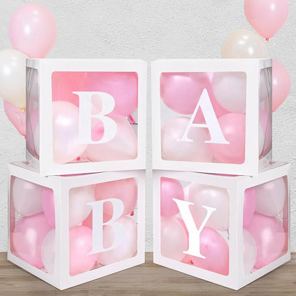 Baby Boxes with 4 Letters, 40 Pink Balloon by TILBLKUP