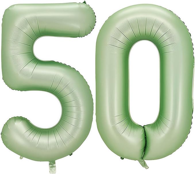 Sage Green Number 50 Balloon, 50 Balloon by BBPOOL