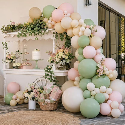 122PCS Pink and Green Balloon Arch Garland Kit - Image 5
