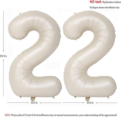 40 In Cream white Number Balloons Helium Foil Mylar Balloon Digital 22 | - Image 2