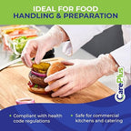 CARE PLUS Latex-Free Vinyl Gloves Clear Small Size 100 Count | Heavy Duty, Non-Sterile, Powder-Free, Rubber | Food Prep, Kitchen & Cleaning Gloves, Ideal for Professional Use