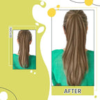 RUNATURE Ponytail Extension Human Hair, Real Hair Ponytail Extension Remy, Human Hair Ponytail Wrap Around, Remy Natural Hair Tangle Free, 18 Inch 80g #3P12 Walnut Brown Highlight Honey Blonde