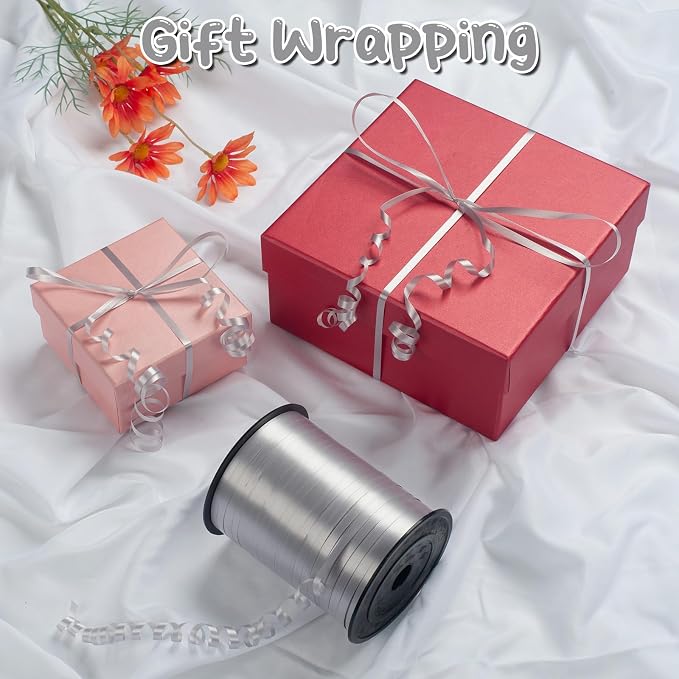 500 Yard Silver Curling Ribbon for Gift Wrapping, Balloon String, 3/16" Thin - Image 3