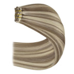 YoungSee Highlight Clip in Human Hair Extensions 22 inch Real Human Hair Extensions Clip ins Blonde Highlights with Light Brown Clip in Extensions Long Straight Hair 7Pcs 120G