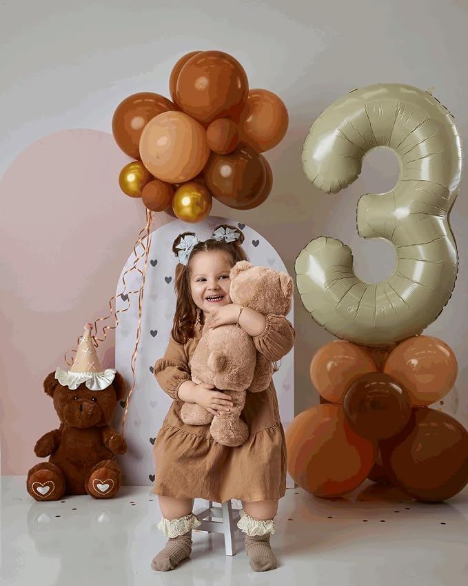 7 Balloon - Cream Birthday Number Balloons, 40 Inch Decorations Men Women | - Image 7