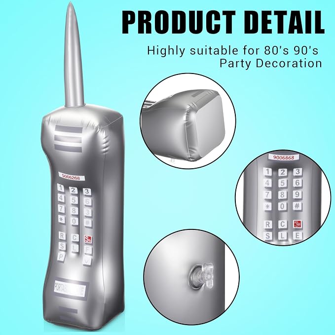 Gejoy 2 Packs Inflatable Mobile Phone Inflatable Retro Mobile Phone 80's 90's - Image 3