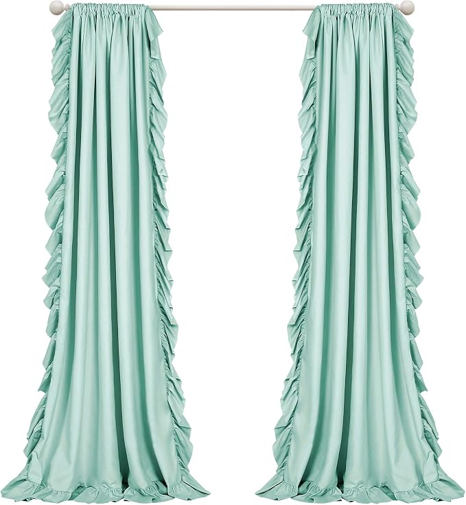Lush Decor Reyna Ruffle Window Curtain Panel Set, Light Blue - Image 9