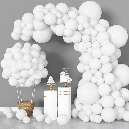 164Pcs White Balloons Different Sizes 18" 12" 10" 5" - Image 2