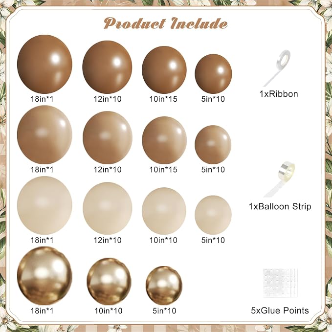 Brown Balloon Arch Kit for Bear Baby Shower Birthday Party Decorations | 124Pcs - Image 2