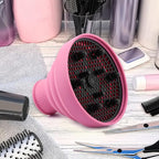 Universal Foldable Hair Dryer Diffuser, Travel Hair Dryer Diffuser Attachment with Comb, Portable Hairs Diffusers Blow Dryers Attachment for Natural Thick Hairs(Color:Pink)