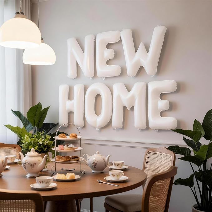 White NEW HOME Letter Balloon for Housewarming Party Decoraction, 16 inch Matte - Image 4