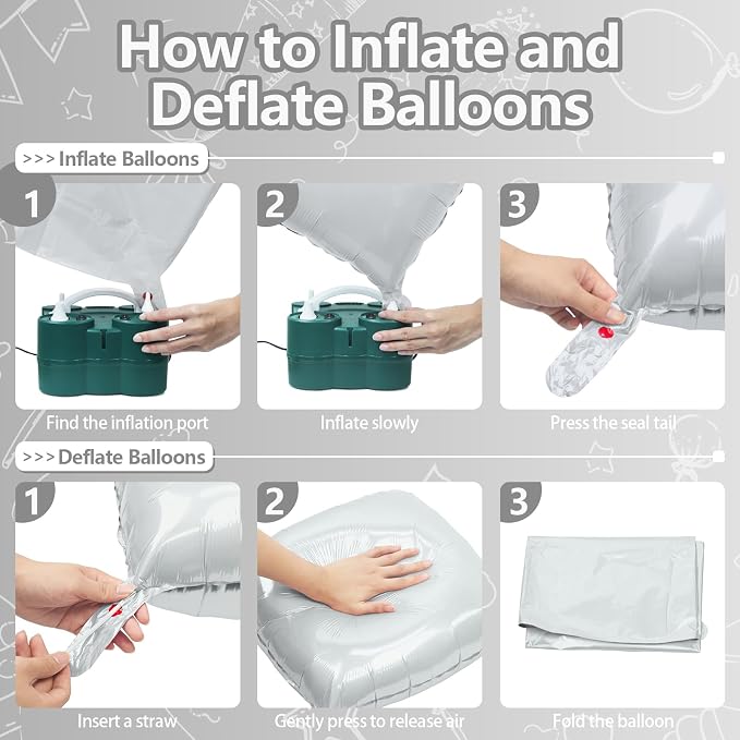 NISOCY 25PCS Gray Square Foil Balloons Wall Backdrop | Double Sided Grey - Image 3