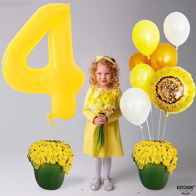 KatchOn Yellow Number 4 Balloons 40 Inch, 4th Birthday Decorations - Image 7