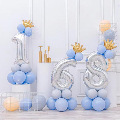 40 Inch Silver Number Balloons, Helium Mylar Foil Number Balloons - Image 7