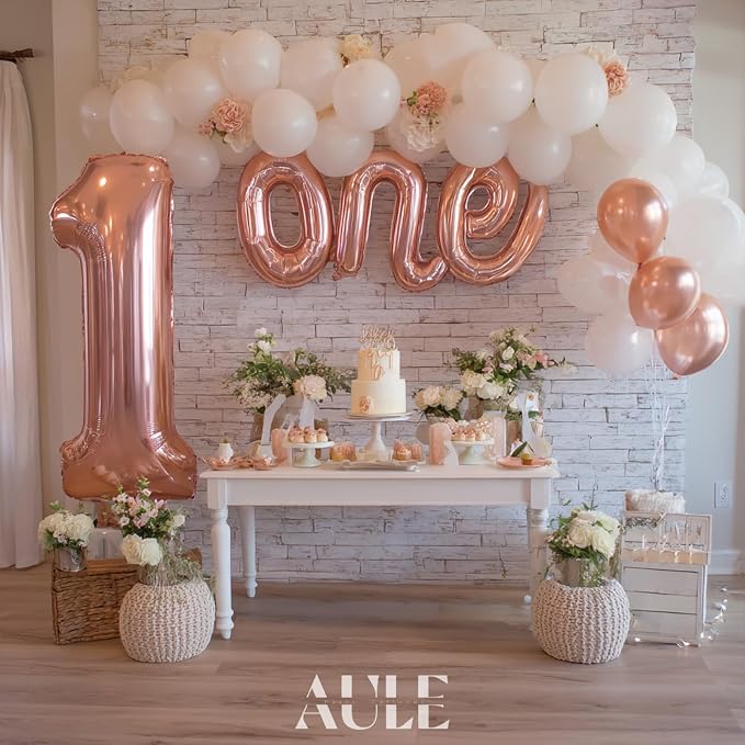 AULE 40 Inch Rose Gold 1 Balloon Number Foil 0-9 Birthday Big Numbers | - Image 5