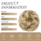 Large Messy Bun Hair Piece Curly Synthetic Extensions Scrunchies Fake Chignon Updo Hairpieces for Women Natural Blonde Balayage