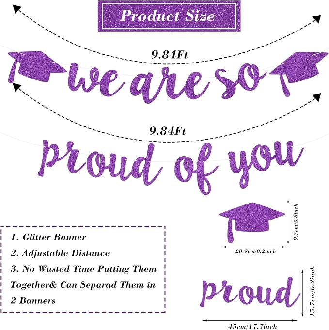 2026 Graduation Decorations Pre-Strung Blingbling We Are So Proud of You Banner - Image 7