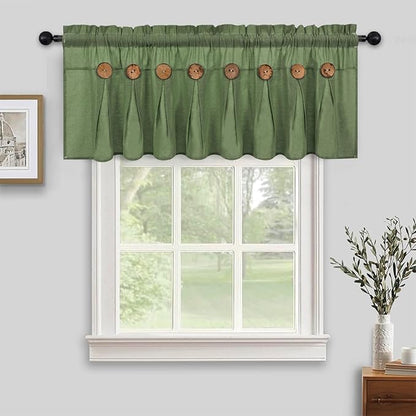 Farmhouse Valance Curtains, Boho Cotton Linen Kitchen Valance, Olive Green - Image 7