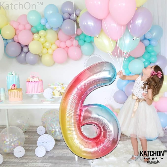 KatchOn Rainbow Number 6 Balloon 40 Inch - Image 8