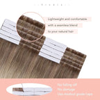 Sindra Invisi Edge Tape in Extensions Human Hair, Invisible Tape in Hair Extensions Ash Brown mixed Platinum Blonde and Ash Blonde Natural Seamless 20 Inch 55g 20pcs/pack