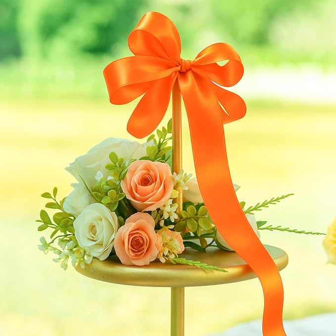 1 1/2In 30Yards Orange Ribbon for Gift Wrapping Thanksgiving Halloween | Silky - Image 6