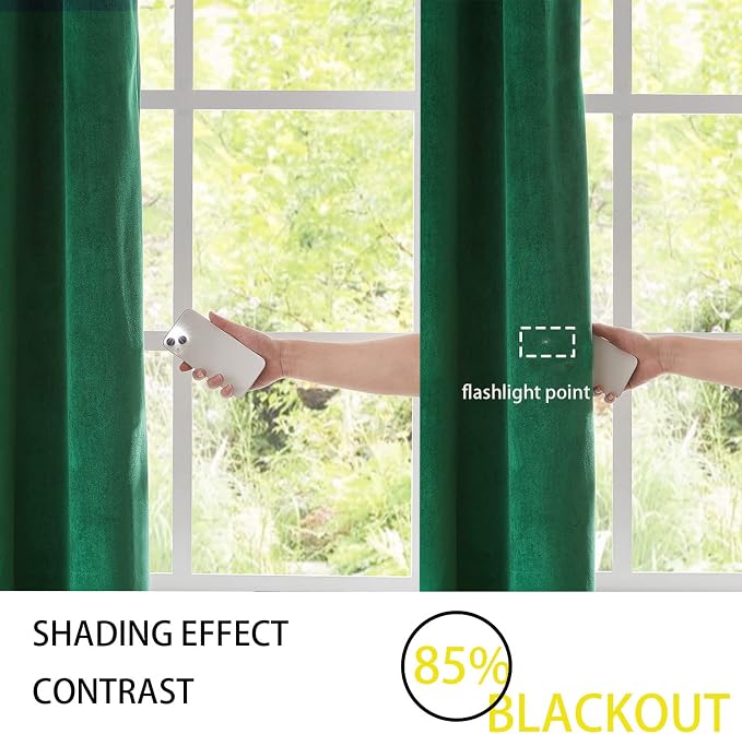 BULBUL Velvet Green Blackout Curtains 90 inch Long - Image 6