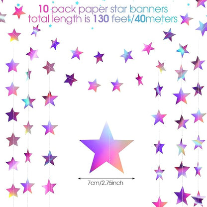 Patelai Glitter Star Garland Banner 2026 Graduation Decor 130 Feet Star Hanging - Image 2