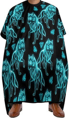 Adjustable Salon Cape, Dyeing Salon Apron Cool Cyan Wolf Art Shampoo Cutting Household Capes Wrap for Hair Dye