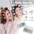 42Pcs Styling Hair Clips Set: Silver Metal Duck Billed Clips for Women's Hairstyling, Long Duckbill Pins, Alligator Rollers with Case