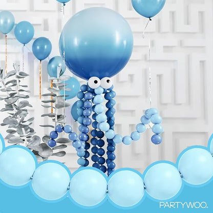 PartyWoo Baby Blue Linking Balloons 100pcs 12 Inch Blue Link Balloons | - Image 2