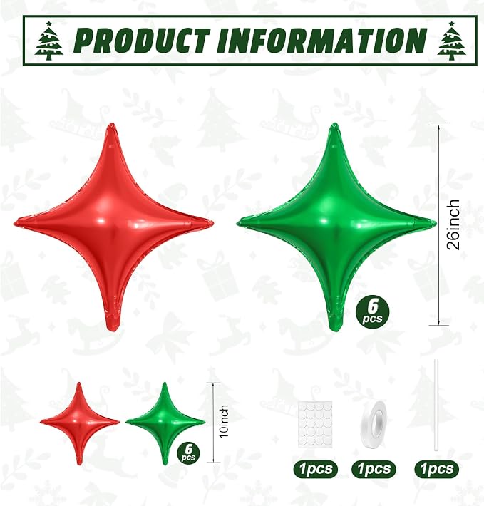 Red Green Christmas Balloons, 26Inch and 10Inch Red Green Quadrangle Helium - Image 2