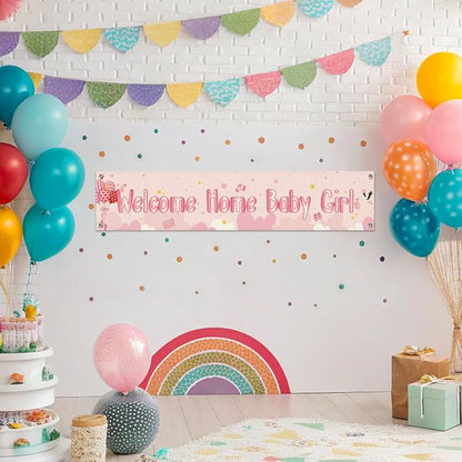 Welcome Home Baby Girl Banner, Cute Newborn Arrival Hanging Sign - Image 4
