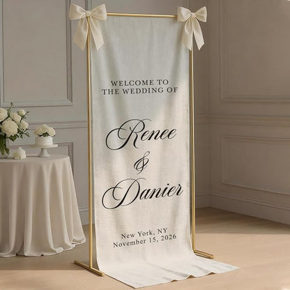 Custom Fabric Wedding Welcome Sign, Personalized Soft Cotton Linen Wedding Sign - Image 3