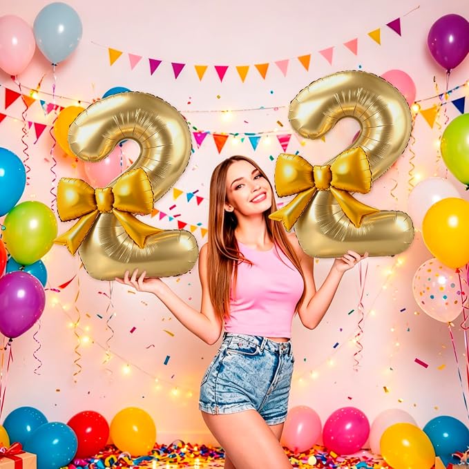 40 Inch Number 2 Balloon with Bow, Coquette Aesthetic Foil Balloon - Image 4