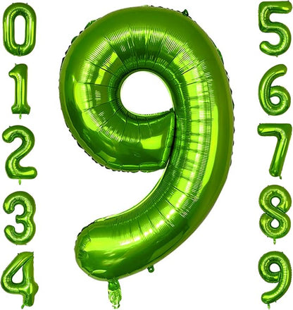 40 Inch Green Number Balloon 9, Large Number Foil Balloons Mylar by PatiCool
