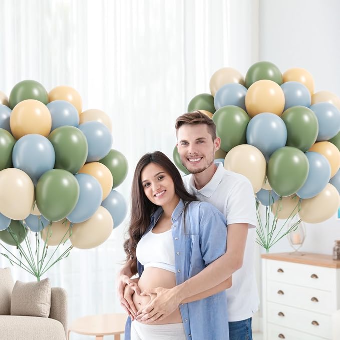 60pcs 12inch Sage Green Dusty Blue Balloons - Image 6
