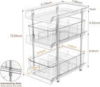 2Set 3 Tier Clear Bathroom Organizer with Dividers, Pull-Out Pantry Organization and Storage, Multi-Purpose Under Sink Organizers and Storage, Vanity Skincare Cosmetic Closet Organizer Medicine Bins