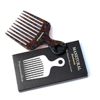 14N Long Tooth Hair Comb, Handmade Saw Cut Hand Polished, Cellulose Acetate, for Women, Kids, and Men, Afro Hair Lift Combs, Beard Pick, Tortoise A, Curly Hair