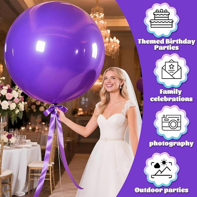 Purple Balloons 9pcs, 36 Inch Large Balloons - Image 3