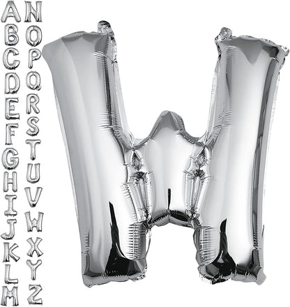 40 inch Silver Letter W Balloon, Big Size Alphabet Foil Mylar Helium Balloons by VHUWE