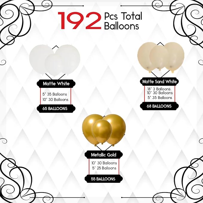 Archloon White Sand Gold Balloons Garland Arch Kit - Image 3