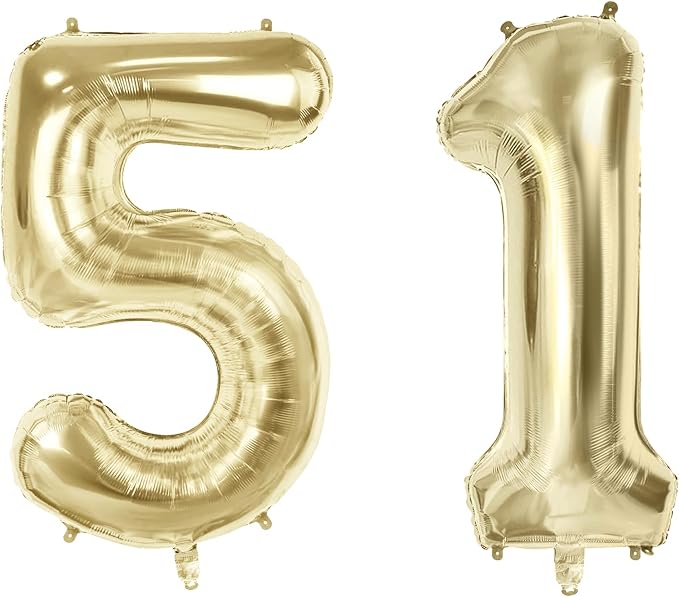 Number 51 Balloons for 51st Birthday Party Decorations, 40 Inch 0-100 by Joycard