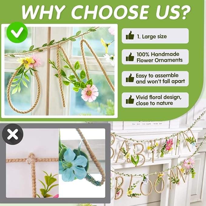 Baby in Bloom Banner, for Baby Shower decorations, Wildflower Butterflies Baby - Image 5