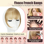 Clip in Bangs, Synthetic Wispy Bangs Hair Clip, Blonde Mix Light Blonde Fake Bangs Fringe with Temples Hairpieces for Women Natural Curved Hair Extensions for Daily Wear