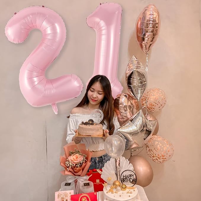 Light Pink 3 Balloon, 40 Inch Large Pastel Pink Foil Helium Number Balloons 0-9 - Image 6