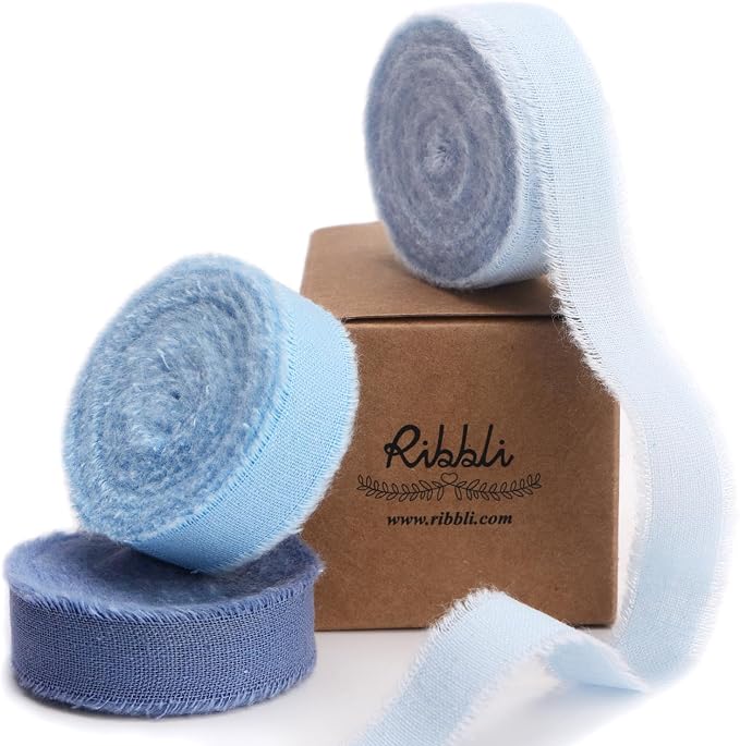 Ribbli 3 Rolls Blue Ribbon 5/8 Inch x 18Yards Light Blue Baby Blue Dusty Blue by Ribbli