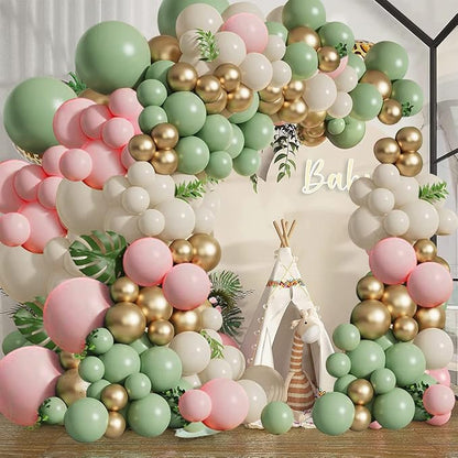 Sage Green Pink Balloons Garland Kit, Sand White Gold, Party Decor | Olive - Image 4