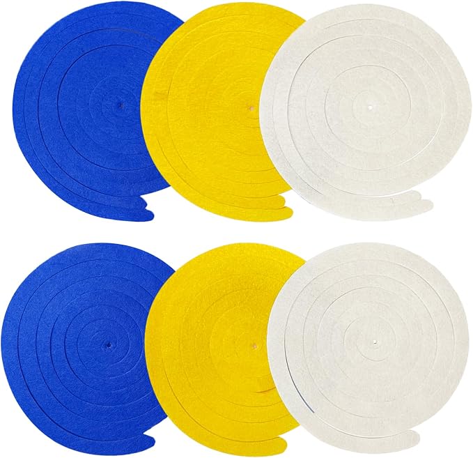36 Pcs Royal Blue Yellow White Hanging Swirl Decoration Felt Swirl Streamer - Image 3