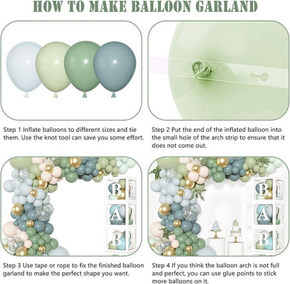153Pcs Dusty Blue Sage Green Balloons Arch Kit Baby Shower Decorations | Fog - Image 3