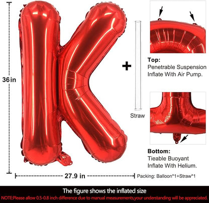 Lovoir 40 Inch Large Red Letter K Balloons Big Size Jumbo Mylar Foil Helium - Image 2